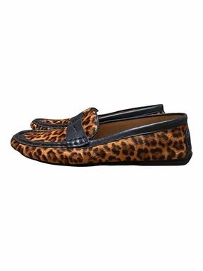 Flag Ltd Leopard Calf Hair Penny Loafers Womens 8.5M Leather Brazil NWOB
